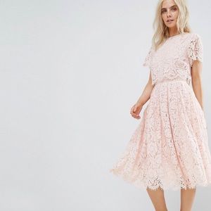 ASOS PETITE Lace Crop Top Midi Prom Dress Size 4